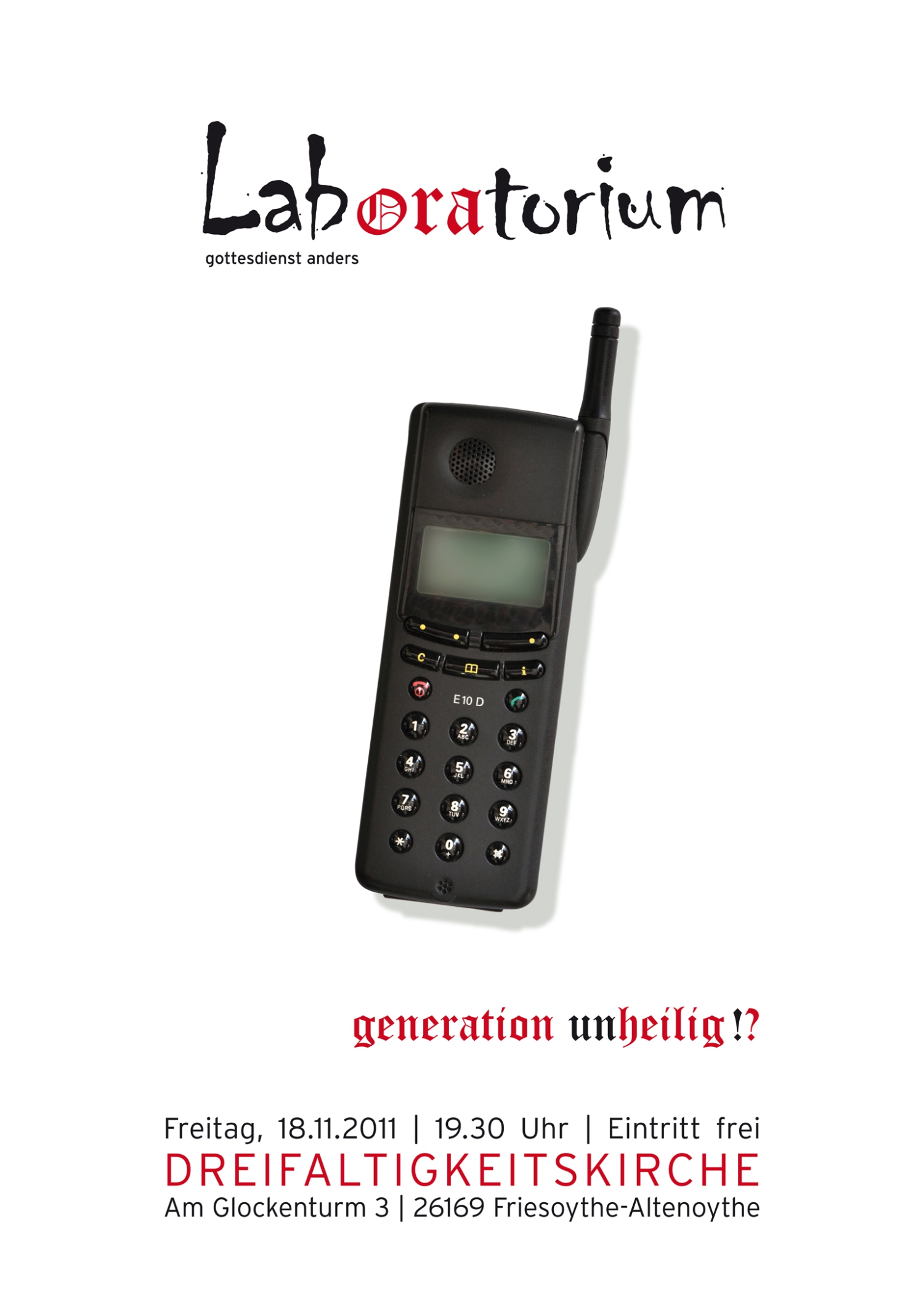 Plakat des Laboratoriumsgottesdienst am 18.11.2011