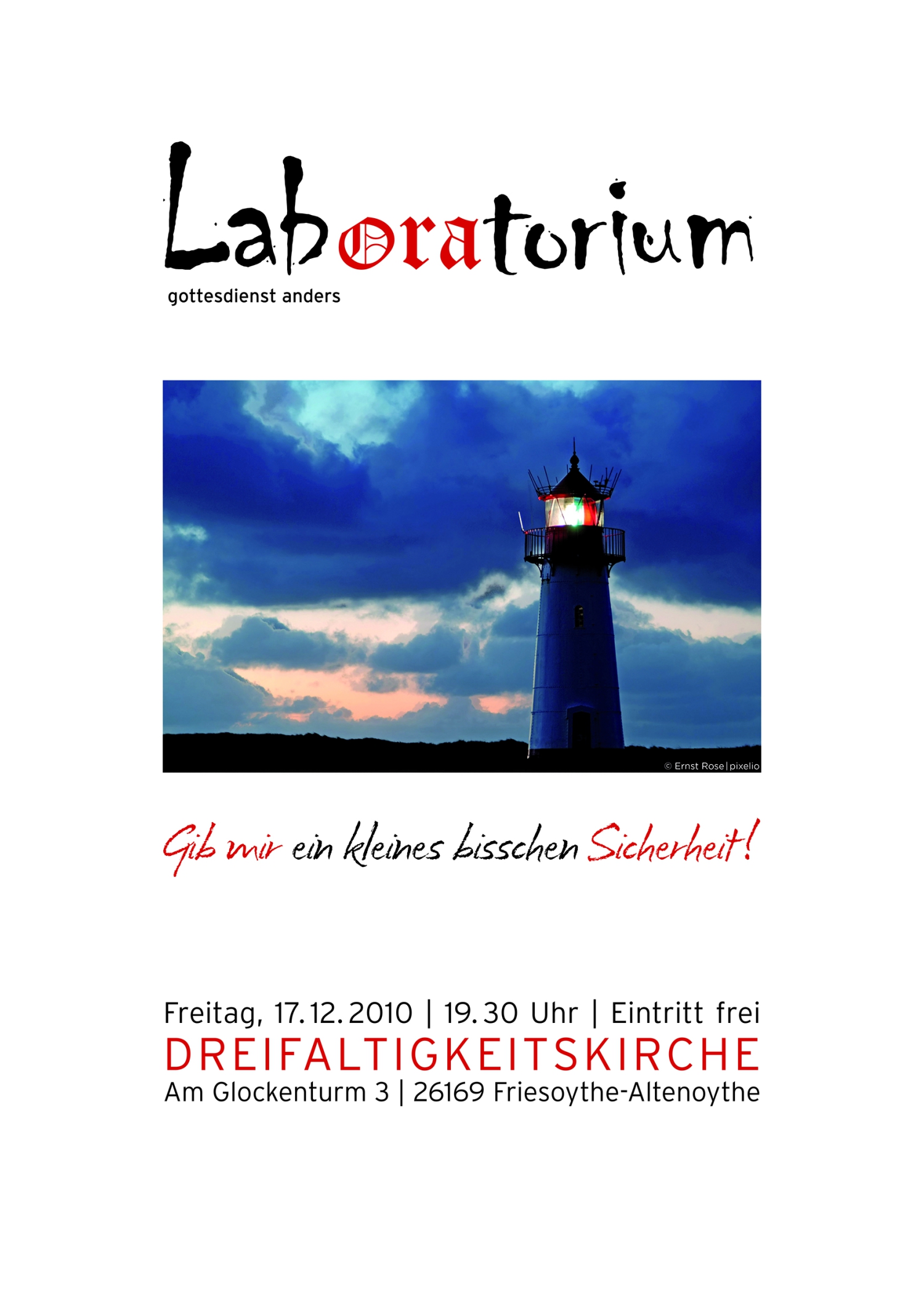 Plakat des Laboratoriumsgottesdienst am 17.12.2010