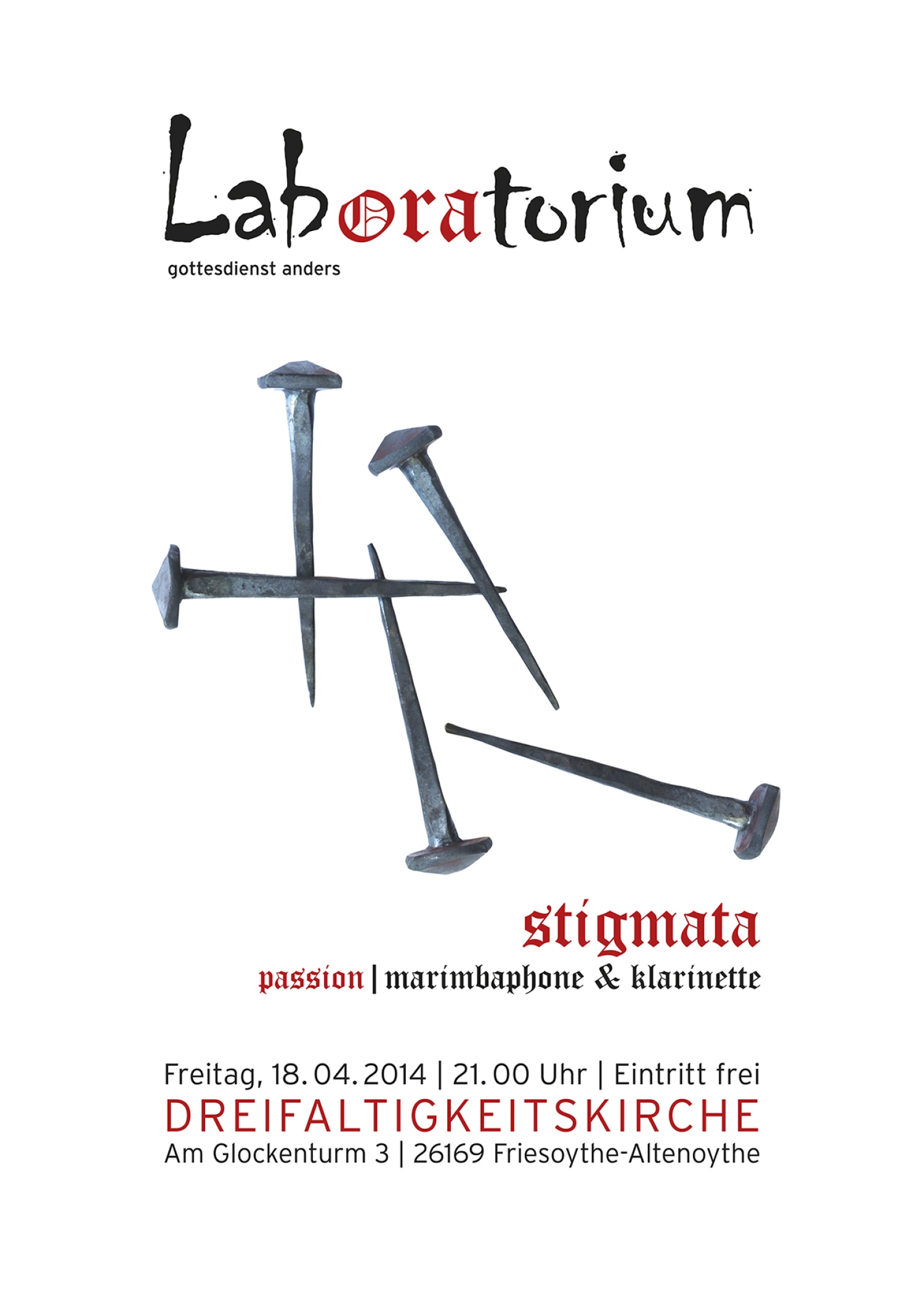 Plakat des Laboratoriumsgottesdienst am 18.04.2014