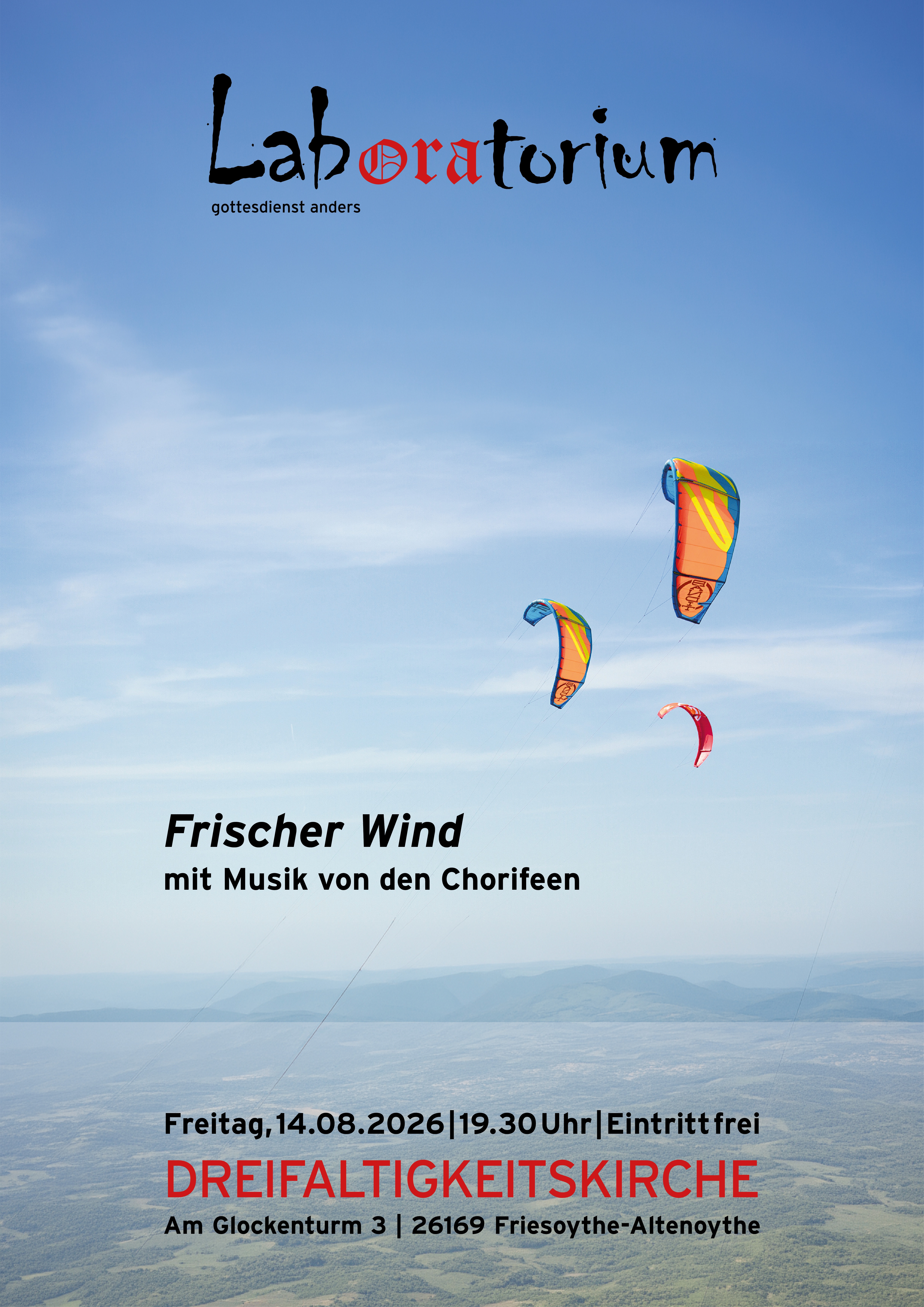 Plakat des Laboratoriumsgottesdienstes am 14.08.2026