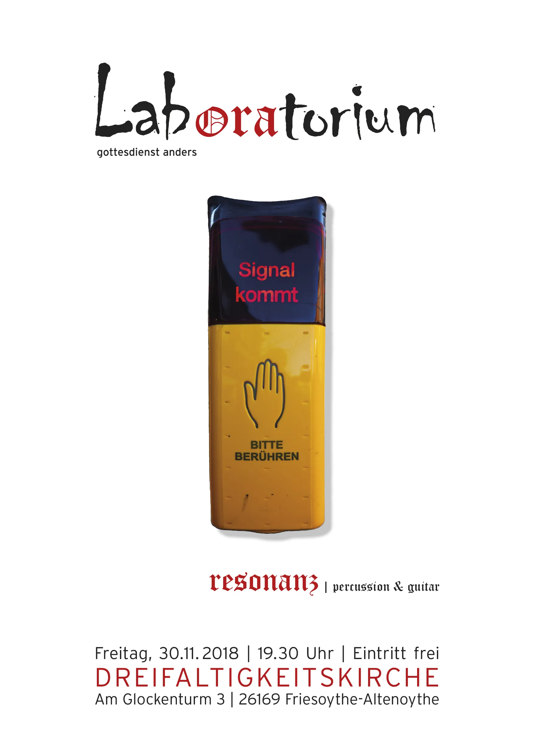 Plakat des Laboratoriumsgottesdienst am 30.11.2018