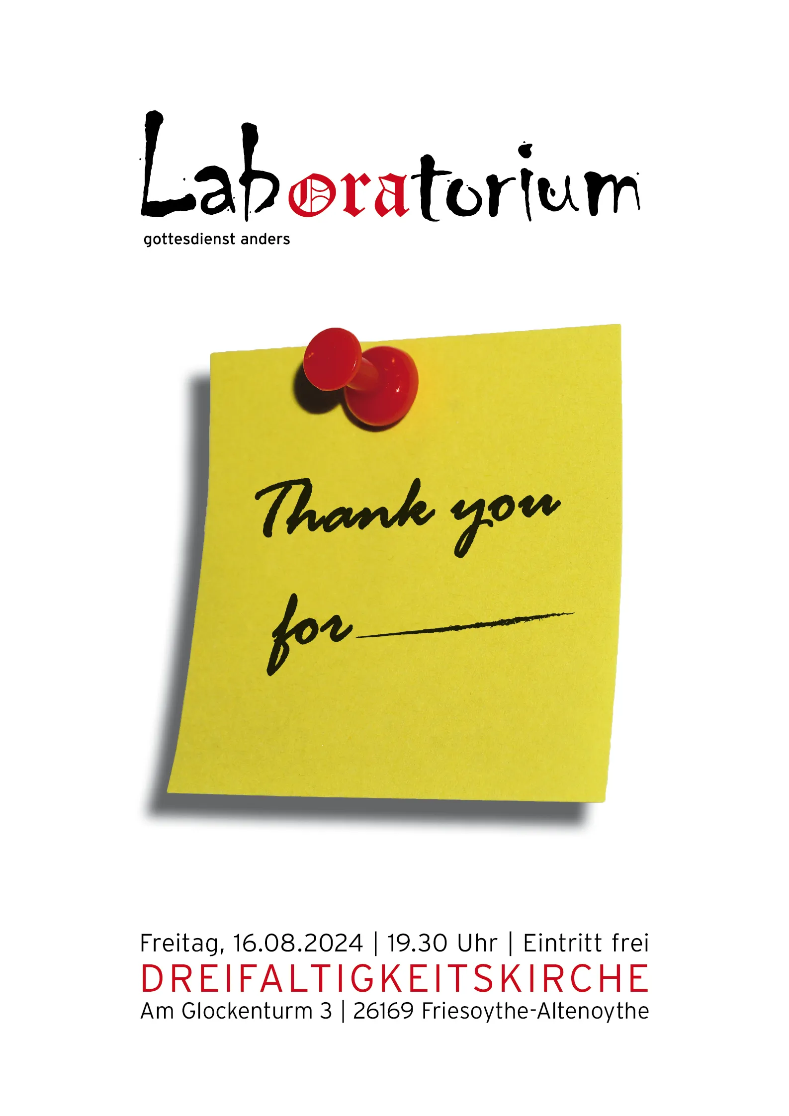 Plakat des Laboratoriumsgottesdienst am 16.08.2024