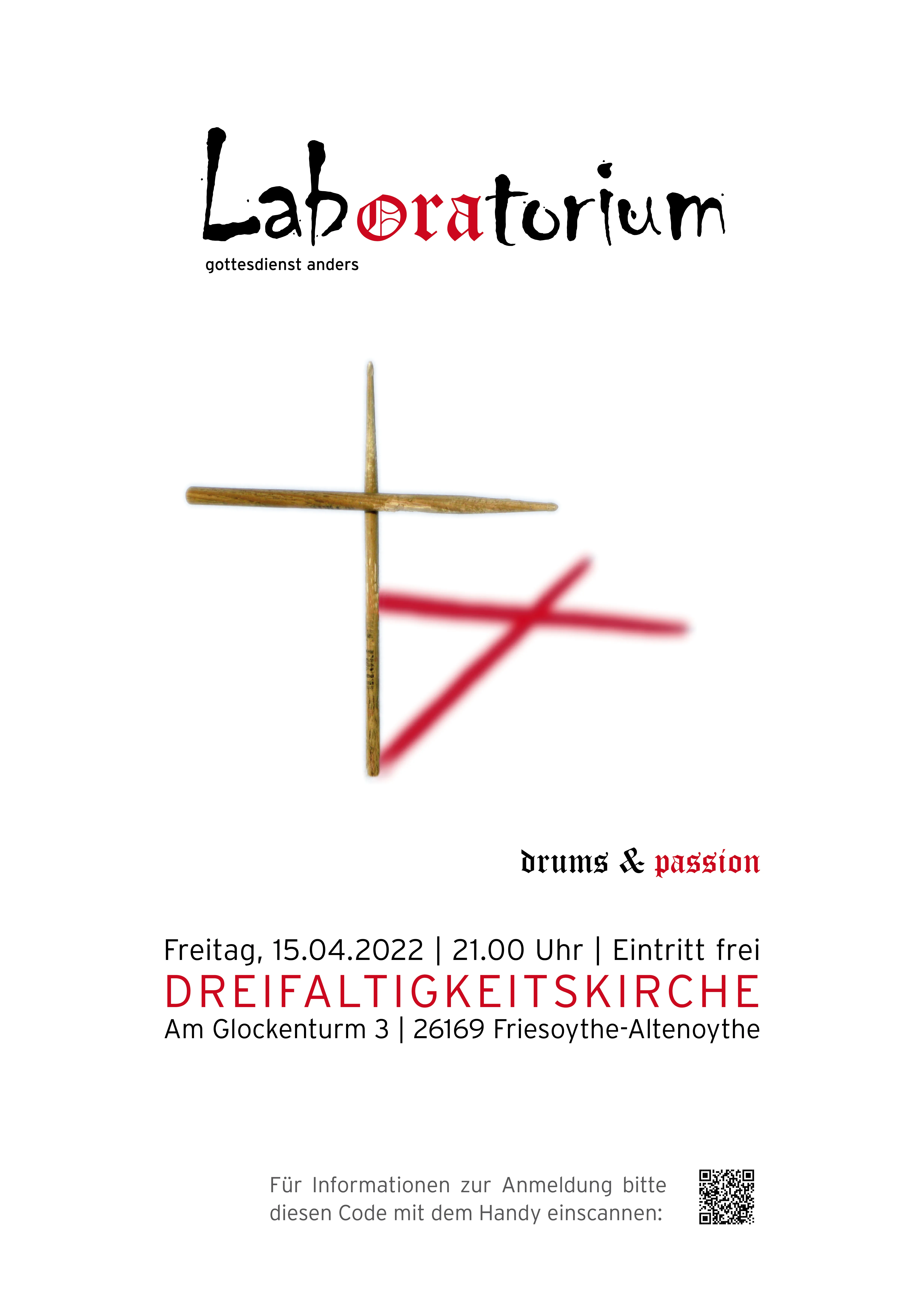 Plakat des Laboratoriumsgottesdienst am 15.04.2022