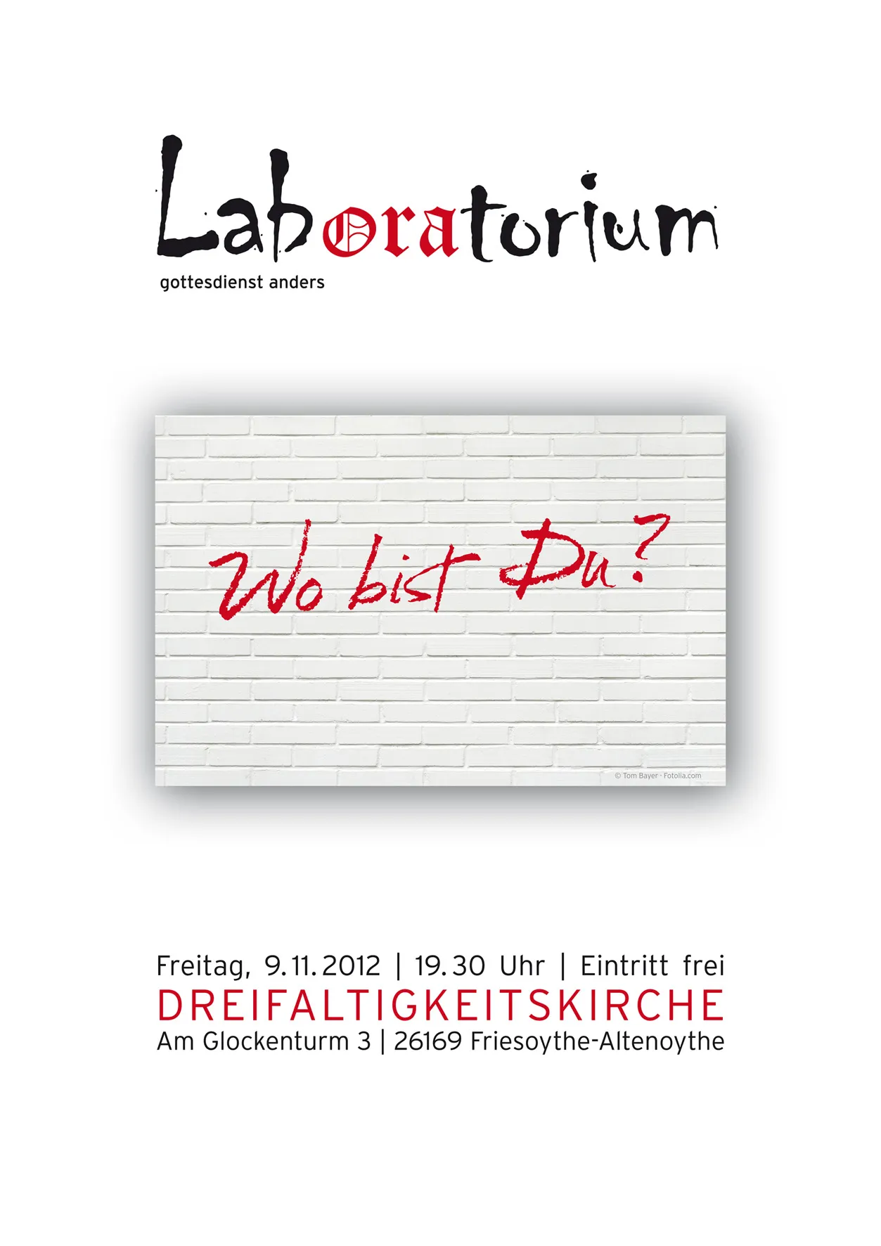 Plakat des Laboratoriumsgottesdienst am 09.11.2012