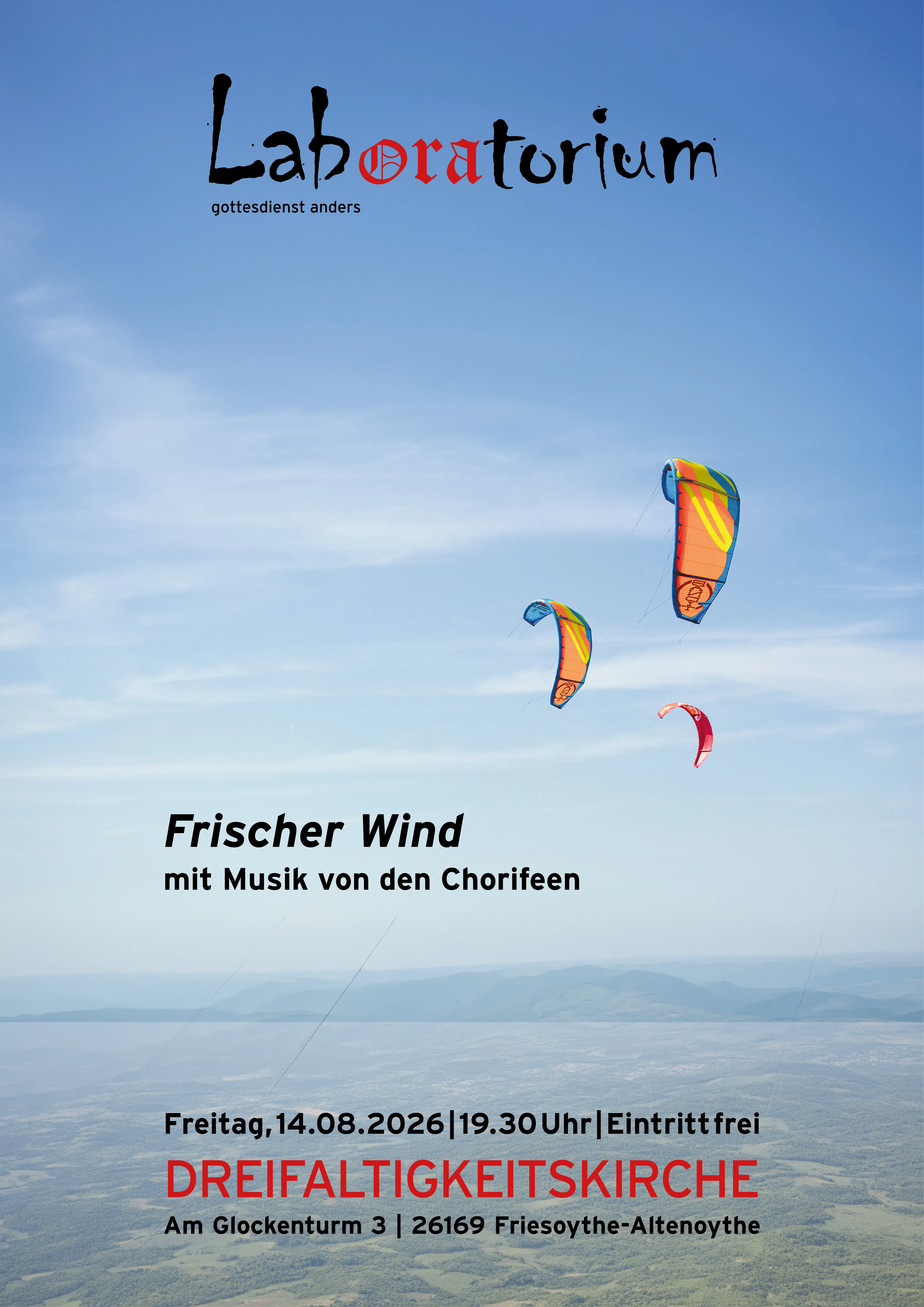 Plakat des Laboratoriumsgottesdienstes am 14.08.2026